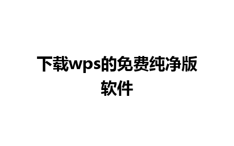 下载 wps 的免费纯净版软件