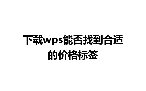 下载 wps 能否找到合适的价格标签