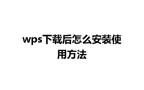 wps 下载后怎么安装使用方法