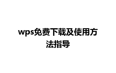 wps 免费下载及使用方法指导