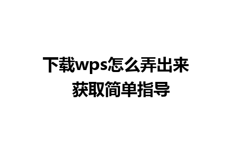 下载 wps 怎么弄出来  获取简单指导