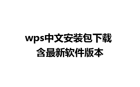 wps 中文安装包下载 含最新软件版本