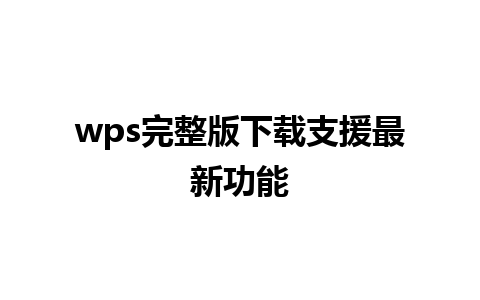 wps 完整版下载支援最新功能