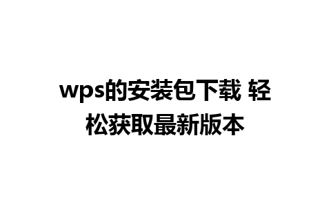 wps 的安装包下载 轻松获取最新版本