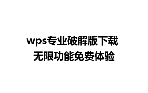 wps 专业破解版下载 无限功能免费体验