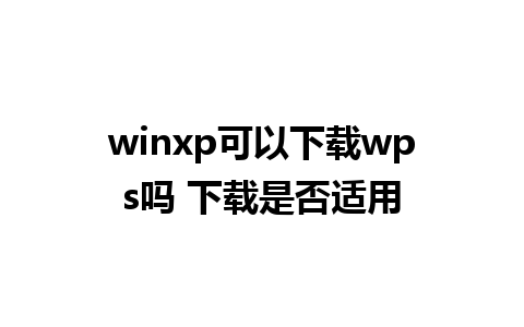 winxp 可以下载 wps 吗 下载是否适用