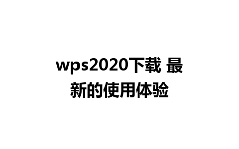 wps2020 下载 最新的使用体验