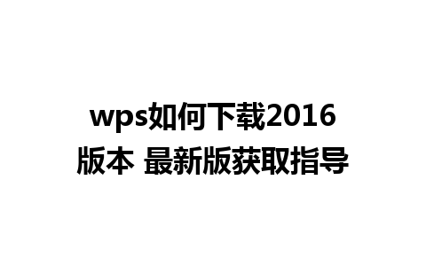 wps 如何下载 2016 版本 最新版获取指导