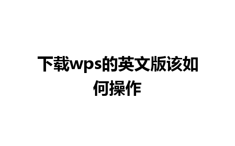 下载 wps 的英文版该如何操作