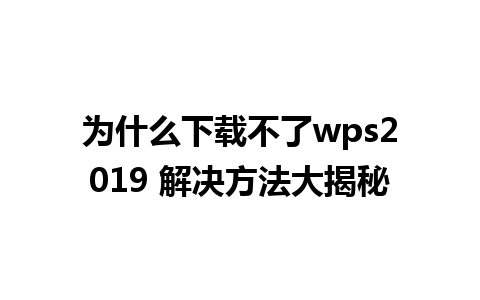 为什么下载不了 wps2019 解决方法大揭秘