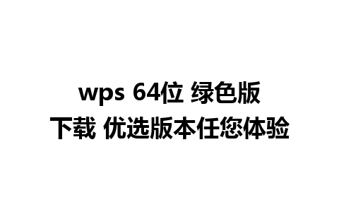 wps 64 位 绿色版下载 优选版本任您体验