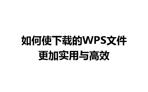 如何使下载的 WPS 文件更加实用与高效