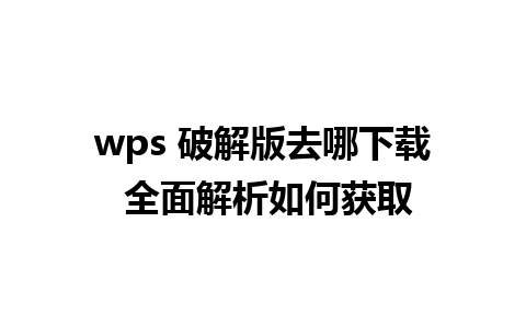 wps 破解版去哪下载 全面解析如何获取