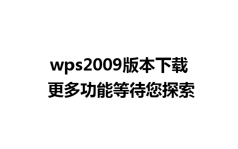 wps2009 版本下载 更多功能等待您探索